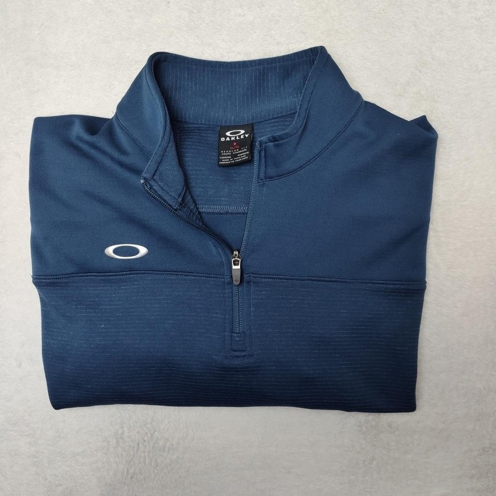 Oakley Sweatshirt Men XL Blue Golf Pullover 1/4 Zip Mock Neck Jersey Tennis Work